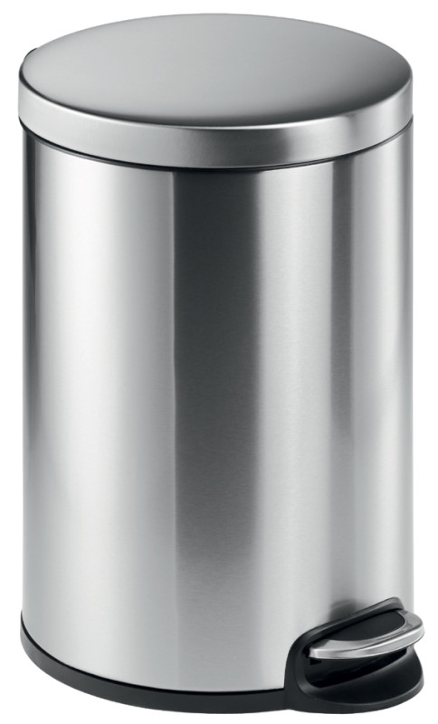 DURABLE Poubelle à pédale en acier inox., rond, 12 l, argent