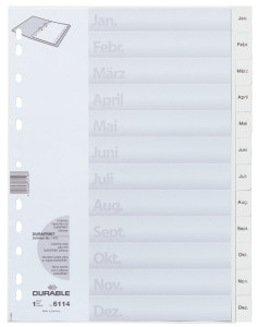 DURABLE Kunststoff-Register, Monate, A4, Januar - Dezember