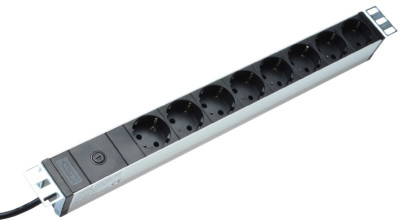 Multiprise DIGITUS 19 8 prises, 1 U, noir/gris