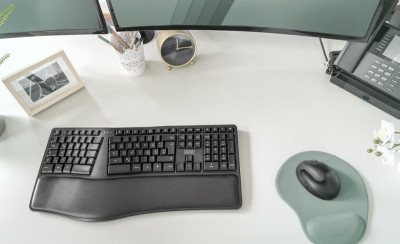DIGITUS Ergonomische Tastatur, kabellos, schwarz