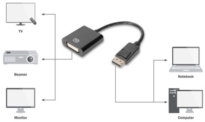 DIGITUS Adaptateur/convertisseur actif Displayport, DP - DVI