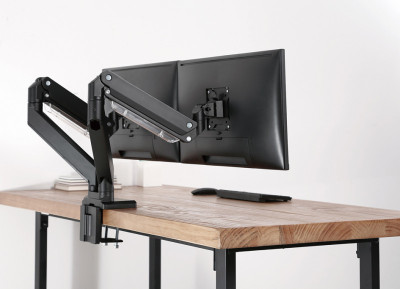 DIGITUS Support double écran universel, fixation par serrage