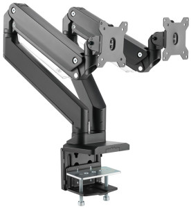 DIGITUS Support double écran universel, fixation par serrage
