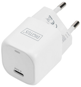 DIGITUS Mini Adaptateur de charge USB-C, 20 watts, blanc