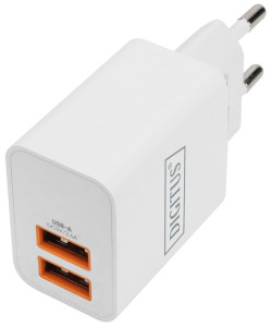 DIGITUS Chargeur USB, 2x USB-A, 15,5 watts, blanc