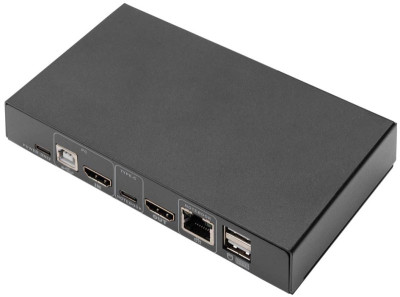 DIGITUS Commutateur KVM, 2 ports, USB-C, 4K30Hz, réseau