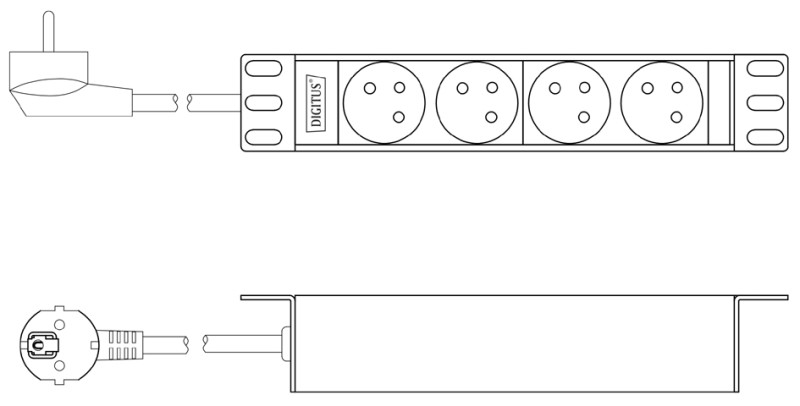 DIGITUS Multiprise 10 avec profilé aluminium, 4 prises