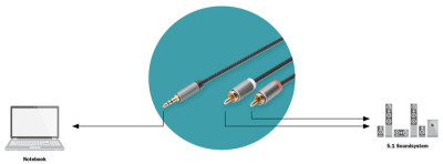 DIGITUS Câble adaptateur audio stéréo, prise jack - RCA