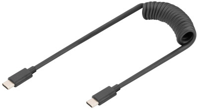DIGITUS Câble spiralé USB 2.0, USB-C - USB-C, 1,0 m