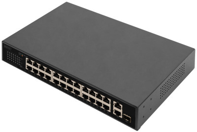 DIGITUS Commutateur PoE, 24 ports, 2 ports Uplink (SFP/RJ45)