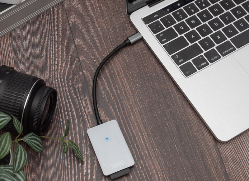 DIGITUS Lecteur de carte USB-C High Speed, 2 ports, gris