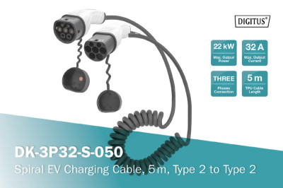 DIGITUS Câble de charge pour véhicules électriques, type 2