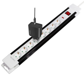 Multiprise 8 prises LogiLink avec interrupteur, blanc/noir