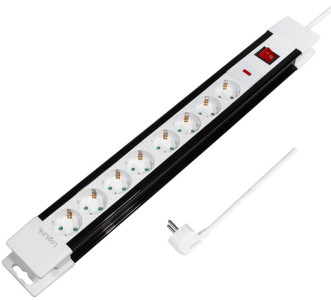 Multiprise 8 prises LogiLink avec interrupteur, blanc/noir