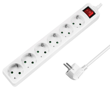 Multiprise LogiLink 6 prises avec interrupteur, noir