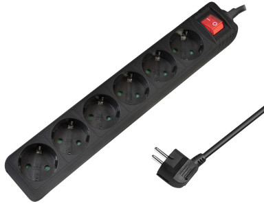 Multiprise LogiLink 6 prises avec interrupteur, noir