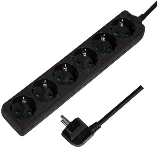Multiprise LogiLink 6 prises, sans interrupteur, noir
