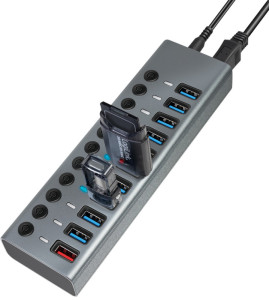 LogiLink Hub USB 3.2 gen1,10 ports + 1 port de charge rapide