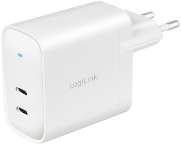 LogiLink Adaptateur de prise USB, 2x USB-C PD, 40 W, blanc