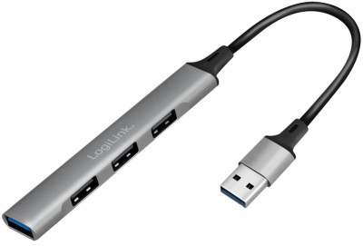 LogiLink Slim Hub USB 3.0, 4 ports, boîtier aluminium, gris