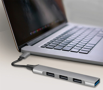 LogiLink Slim Hub USB 3.2 Gen 1, 4 ports, boîtier aluminium