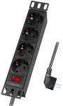 Multiprise LogiLink 25 cm, 4 prises, avec interrupteur, noir