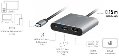 LogiLink Câble adaptateur USB 3.2 Gen 1, gris/noir