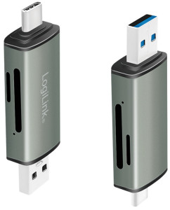 LogiLink Lecteur de cartes USB 3.2 Gen1, SD/micro SD, alu