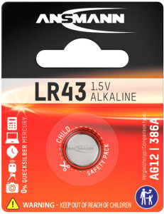 ANSMANN Pile bouton alcaline LR43/LR1142/AG12, 1,5 Volt