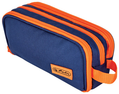 herlitz Trousse à deux compartiments université, bleu/orange