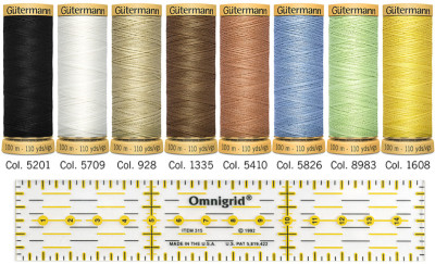 Gütermann Set de fils de couture, 8 bobines + règle