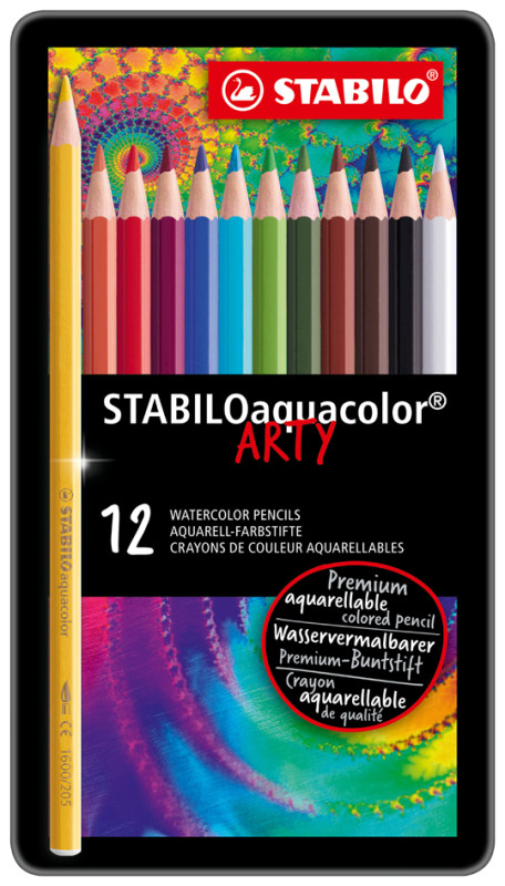 STABILO Crayon de couleur aquacolor ARTY, étui métallique