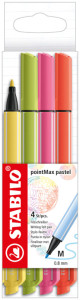 STABILO Stylo-feutre pointMax, étui carton de 4, pastel