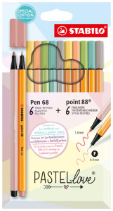 STABILO Set de feutres Pen 68 & point 88 Pastellove, étui