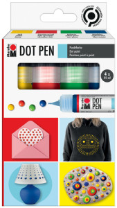 Marabu Peinture point à point Dot Pen, 4 x 25 ml, assorti