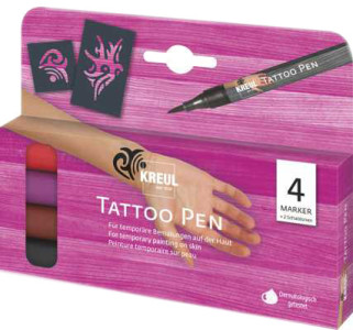 KREUL Stylo de tatouage Tattoo Pen, kit de 4