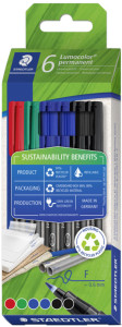 STAEDTLER Lumocolor Marqueur permanent 318F, boite de 6