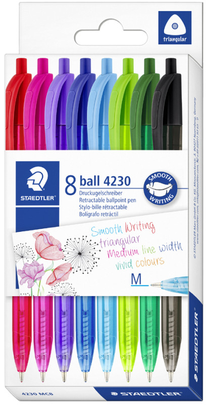 STAEDTLER Stylo à bille rétractable ball 4230 M, étui de 8