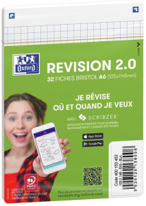 Oxford Fiches bristol REVISION 2.0, A6, blanc