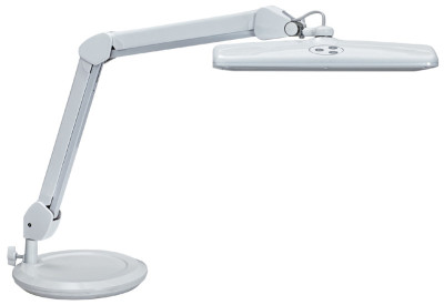 MAUL Lampe de travail LED MAULintro, socle, dimmable, blanc