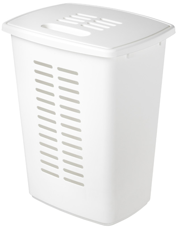 Panier à Linge Plastique 25 Litres – Blanc, Empilable, Dimensions 60x40x25 Cm