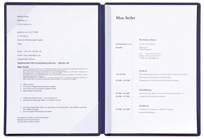 Dossier de candidature PAGNA « Stream », DIN A4, bleu foncé