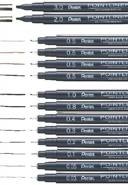 Stylo Technique Pentel Pointliner S20P - Encre Noire, Fineline, Idéal Dessin Technique Ou Croquis