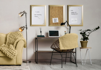 Bi-Office Tableau design en liège Kamashi, 600 x 450 mm, or