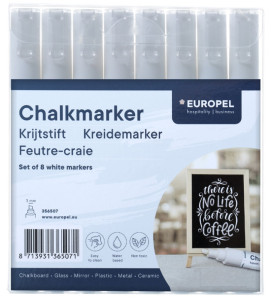 EUROPEL Marqueur craie 3 mm, étui de 8, blanc