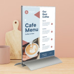 EUROPEL Présentoir de table, 1/3 A4 portrait, socle alu EUROPEL Présentoir de table, 1/3 A4 portrait, socle alu