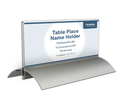 EUROPEL Porte-nom de table, 61 x 150 mm, socle aluminium