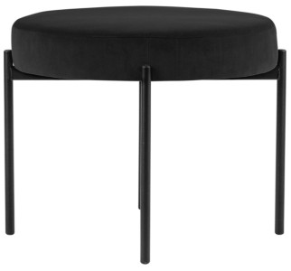 PAPERFLOW Tabouret GAIA, rond, habillage velours, noir