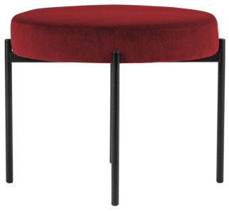 PAPERFLOW Tabouret GAIA, rond, habillage velours, noir