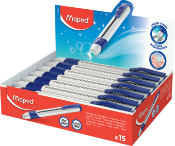 Maped Crayon gomme Gom-Pen, blanc/bleu, présentoir de 15